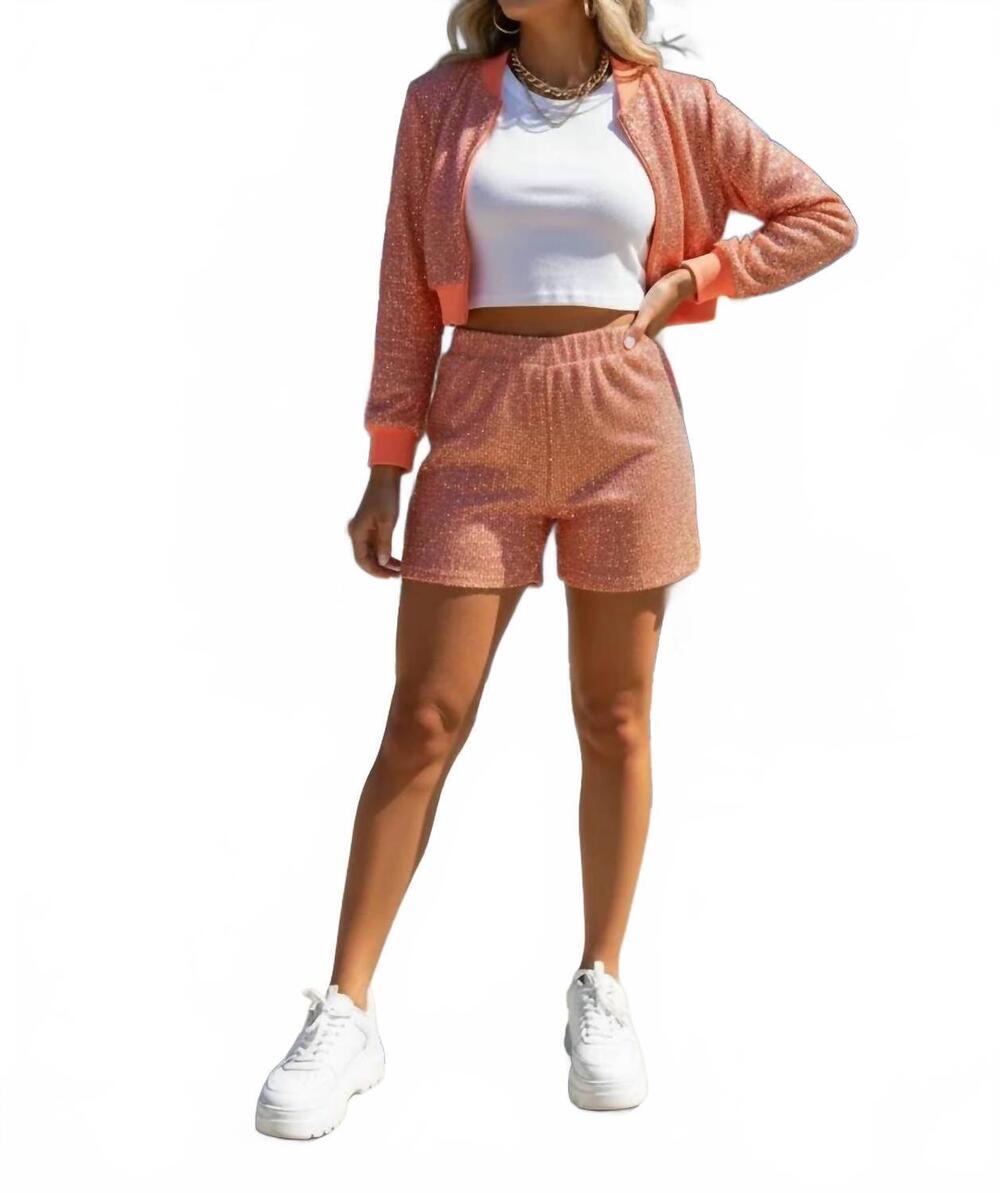 NEW SHE + SKY women's game day studded heavy knit shorts in orange